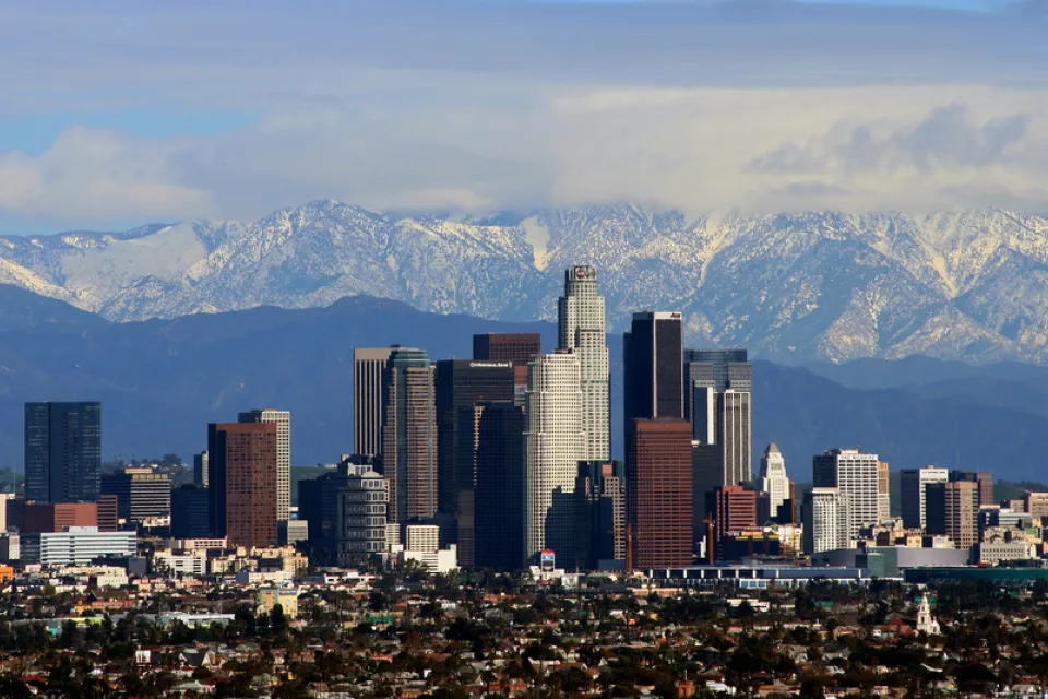 Los Angeles Skyline with mountains